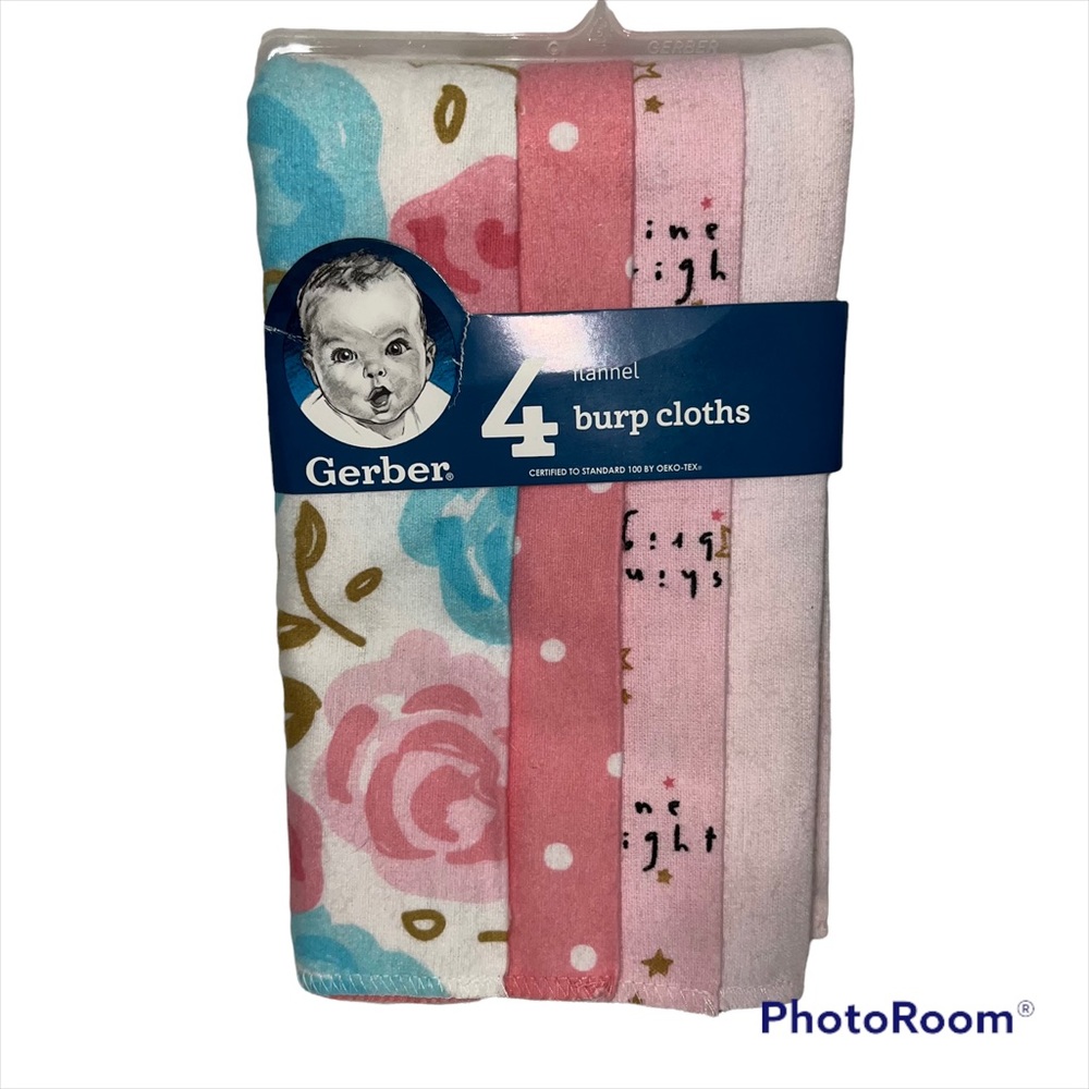 Gerber NWT 4 burp cloths - Picture 1 of 8